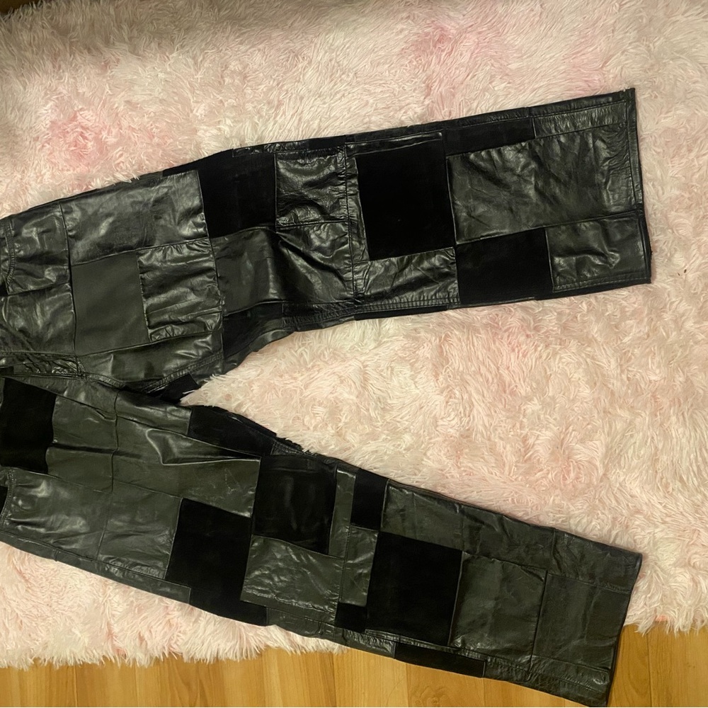 Bc Ethic Leather Patchwork Pants - image 2